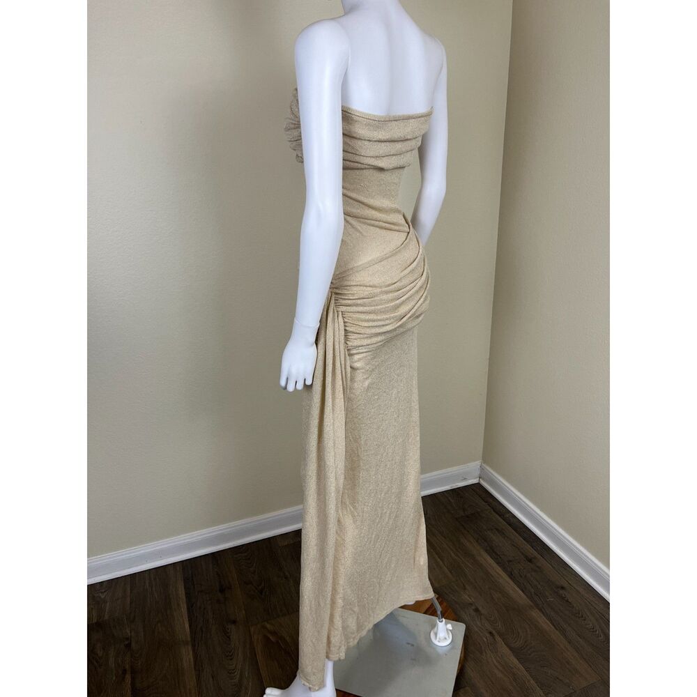 Meshki Strapless Ruched Maxi Dress in Beige - Picture 10 of 15